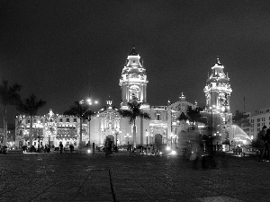 market, Peru, People, Night, Palms, Lima