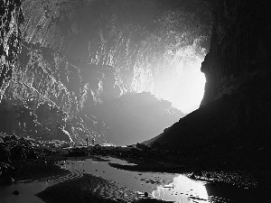 People, cave, water