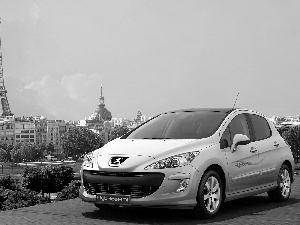 Hybrid, silver, Peugeot 308