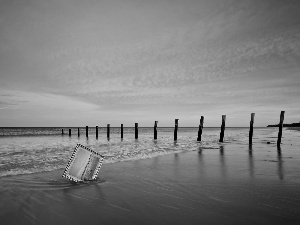 picture, clouds, Beaches, Waves, sea