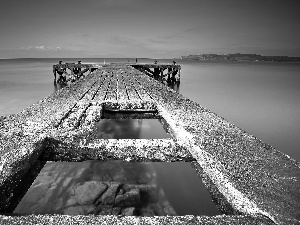 pier, sea, damaged