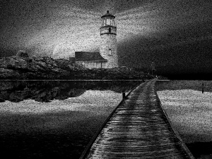 Lighthouse, sea, pier, maritime