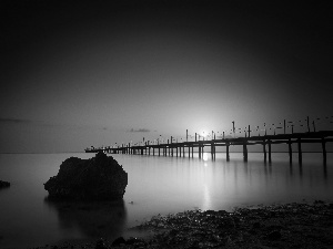 sea, sun, pier, west