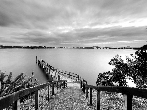 west, lake, pier, sun