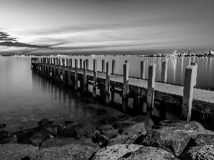 west, sea, pier, sun