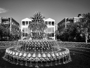 pineapple, buildings, ##, Shape, fountain