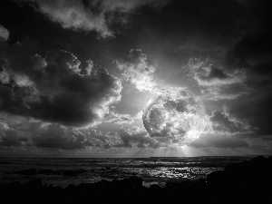 Planet, clouds, sea