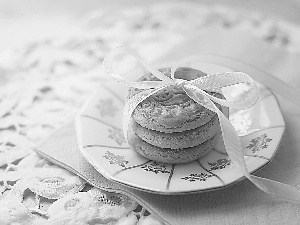 plate, Cookies, ribbon