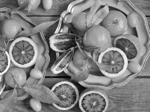 Plates, knife, orange, Leaf, Kumkwaty