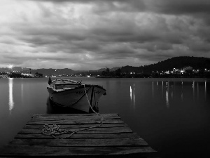 Platform, lake, Boat