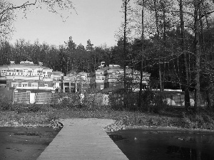 villa, viewes, Platform, trees