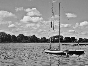 Platform, lake, Yacht