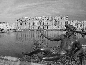 sculpture, Castle, Pond - car