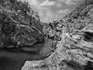 rocks, canyon, Portugal, River