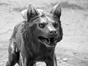 Wolf, old Zoo, Poznań, sculpture