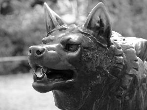 Wolf, old Zoo, Poznań, sculpture