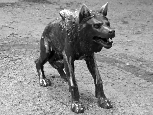 Wolf, old Zoo, Pozna?, sculpture