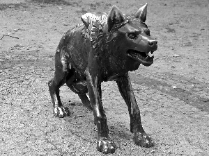 Wolf, old Zoo, Poznań, sculpture