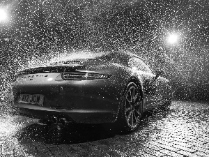 Porsche, Turbo, Rain, 911
