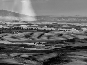 trees, Mountains, Great Rainbows, Palouse, viewes, Valley