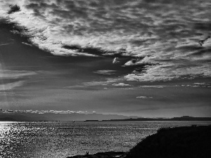 rays, sea, clouds