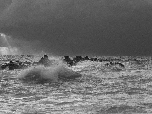 sea, Przebijające, rays, rocks