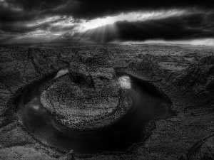 rays, sun, clouds, Przebijające, canyon