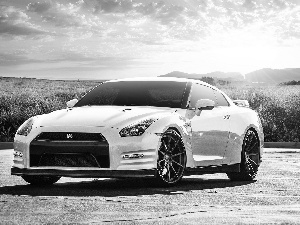 medows, White, rays, sun, Mountains, Nissan