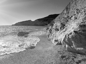 rays, sun, Beaches, Coast, sea