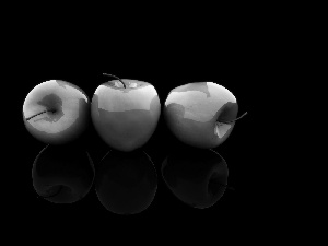 reflection, Three, apples