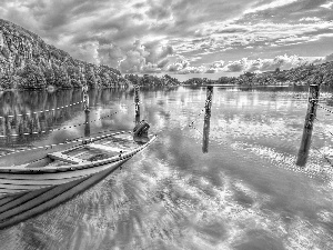 reflection, lake, Boat