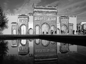 reflection, palace, fountain