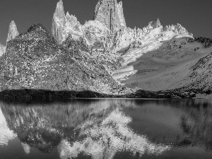 reflection, Mountains, lake