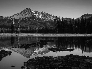 reflection, lake, Mountains