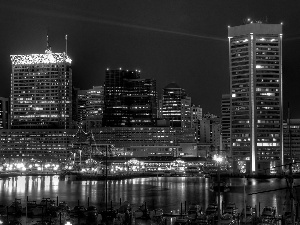 water, light, reflection, buildings