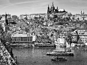 River, bridge, Prague, Town, Czech Republic