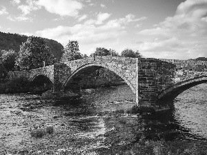 River, house, bridge