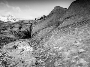 Mountains, Frozen, River, ice