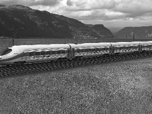 River, Train, Mountains