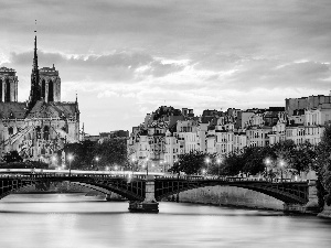 chair, bridge, River, Notre Dame