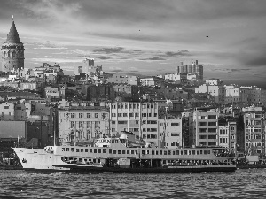 River, Ship, Istanbul, Town, Turkey