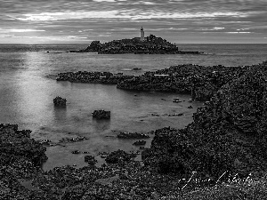 Godrevy Lighthouse, England, rocks, sea, Great Sunsets