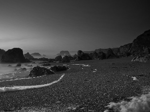 Foam, Coast, rocks, sea