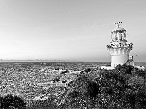 Lighthouse, sea, rocks, maritime