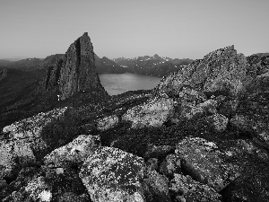 Senja Island, Norway, rocks, sea, Mountains