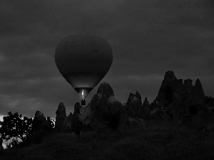 rocks, Balloon, Night