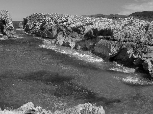 sea, color, rocks, emerald