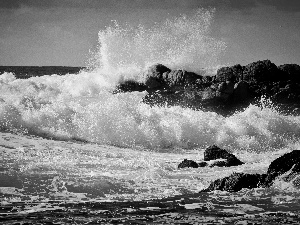 rocks, rough, sea