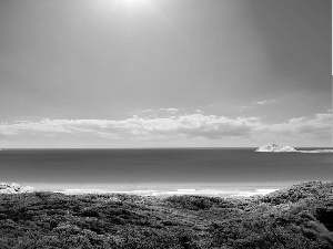 rocks, Sky, sea