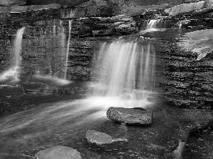 waterfall, rocks